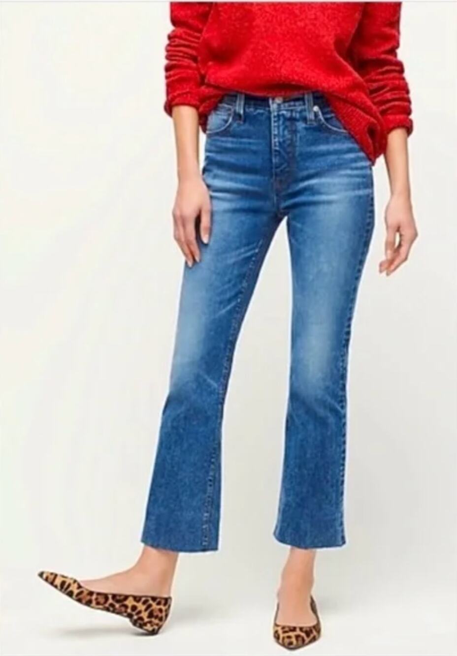 J. Crew Billie Demi Cropped Bootcut Jeans AK072 Cool Shadow Wash High Rise 27